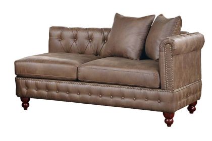 Reversible One Arm Loveseat Dark Coffee Breathable Leatherette Tufted 1pc Couch Living Room Furniture