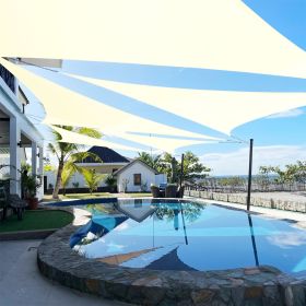 Artpuch Custom Size Cream Sun Shade Sail Triangle Canopy 185 GSM Durable Fabric UV Block Awning for Outdoor Patio Garden Backyard (Customized Availabl (Color: Cream, size: 10X18X18)