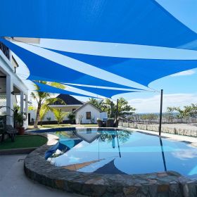 Artpuch Custom Size Sky Blue Sun Shade Sail Triangle Canopy 185 GSM Durable Fabric UV Block Awning for Outdoor Patio Garden Backyard (Customized Avail (Color: Sky Blue, size: 12x23x25.9)