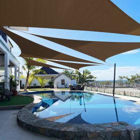 Artpuch Custom Size Brown Sun Shade Sail Triangle Canopy 185 GSM Durable Fabric UV Block Awning for Outdoor Patio Garden Backyard (Customized Availabl (Color: Brown, size: 22X26X26)
