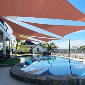 Artpuch Custom Size Rust Red Sun Shade Sail Triangle Canopy 185 GSM Durable Fabric UV Block Awning for Outdoor Patio Garden Backyard (Customized (Color: Rust Red, size: 14X19X19)
