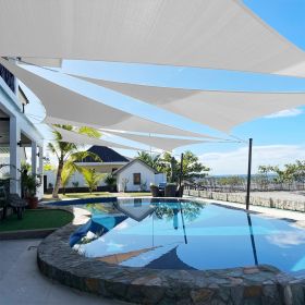 Artpuch Custom Size Light Gray Sun Shade Sail Triangle Canopy 185 GSM Durable Fabric UV Block Awning for Outdoor Patio Garden Backyard (Customize (Color: Light Gray, size: 12x22x25.1)