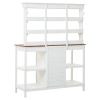 TOPMAX 66" Large Outdoor Farmhouse Wooden Potting Bench Table, Garden Workstation with 2 Drawers, Cabinet and Open Shelves for Backyard, Mudroom, Whit