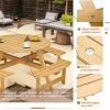 Outdoor 6 Person Picnic Table, 6 person Round Picnic Table with 3 Built-in Benches, Umbrella Hole, Outside Table and Bench Set for Garden, Backyard, P