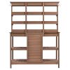 TOPMAX 66" Large Outdoor Farmhouse Wooden Potting Bench Table, Garden Workstation with 2 Drawers, Cabinet and Open Shelves for Backyard, Mudroom, Brow