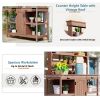 TOPMAX 66" Large Outdoor Farmhouse Wooden Potting Bench Table, Garden Workstation with 2 Drawers, Cabinet and Open Shelves for Backyard, Mudroom, Brow
