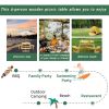 Outdoor 6 Person Picnic Table, 6 person Round Picnic Table with 3 Built-in Benches, Umbrella Hole, Outside Table and Bench Set for Garden, Backyard, P