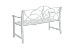 Outdoor Garden Patio Bench,Iron Metal Steel Frame Park Bench with Backrest and Armrest, Slatted Seat for Park, Yard & Porch, Balcony, Accommodates 2-3
