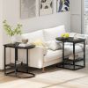 Modern Sofa Side Table with Faux Marble Tabletop and Storage Shelf