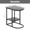 Modern Sofa Side Table with Faux Marble Tabletop and Storage Shelf