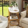 Modern Sofa Side Table with Faux Marble Tabletop and Storage Shelf