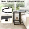 Modern Sofa Side Table with Faux Marble Tabletop and Storage Shelf